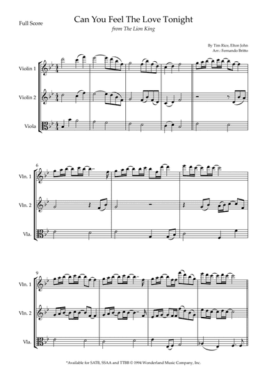 Can You Feel The Love Tonight (arr. Fernando Britto)
