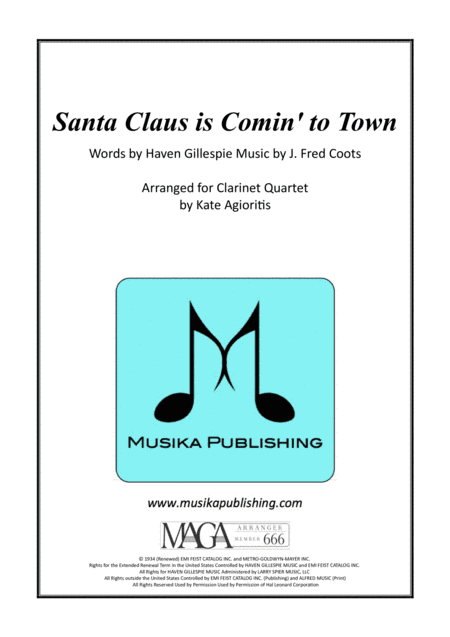 Santa Claus Is Comin' To Town (arr. Kate Agioritis)