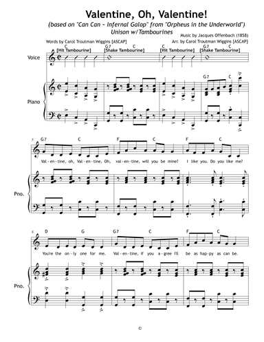 Valentine, Oh, Valentine! (based on "Can Can - Infernal Galop" from "Orpheus in the Underworld" (arr. Carol Troutman Wiggins)