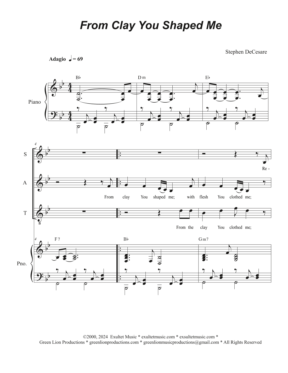 From Clay You Shaped Me (Vocal Quartet - (SATB)
