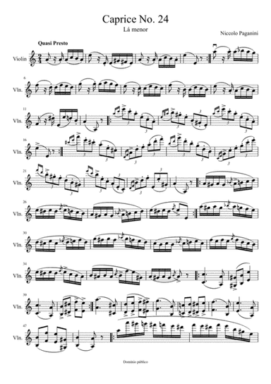 Caprice No. 24 para violino solo (arr. Yuri Braga)