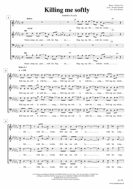 Killing Me Softly With His Song (arr. Jetse Bremer)