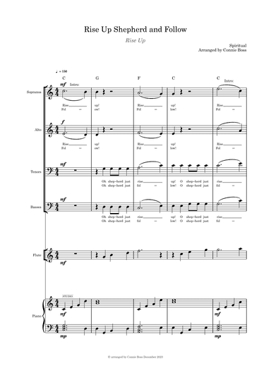 Rise Up Shepherd and Follow SATB flute, violin or cello and piano (arr. Connie Boss)