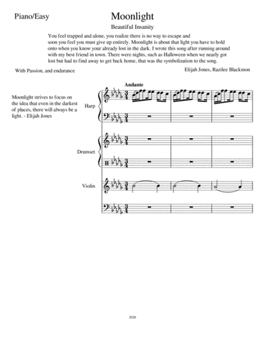 Moonlight - Beautiful Insanity (Elijah Jones/ Various Sheet Music)