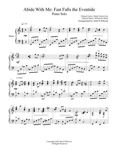 Abide With Me: Fast Falls the Eventide - Piano Solo (arr. John D Wilcock)