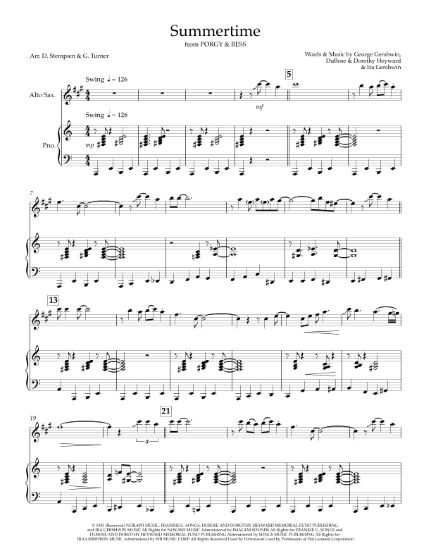 Summertime (arr. Debra E. Stempien, Gregory H. Turner)