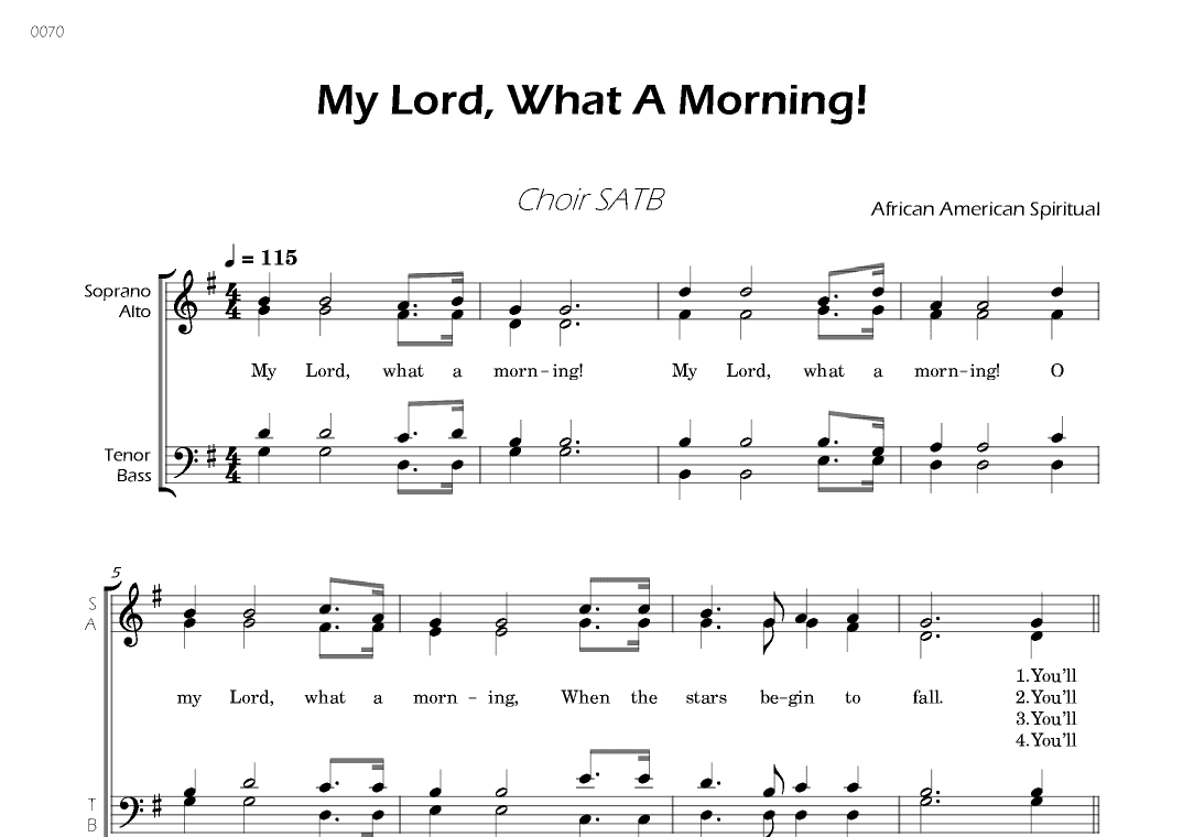 My Lord, What A Morning - Choir SATB (arr. César Madeira)