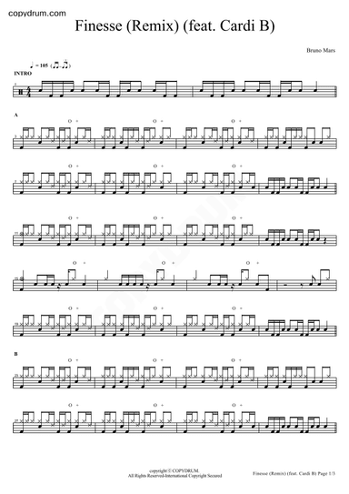 Finesse (remix) (feat Cardi B) (arr. COPYDRUM)