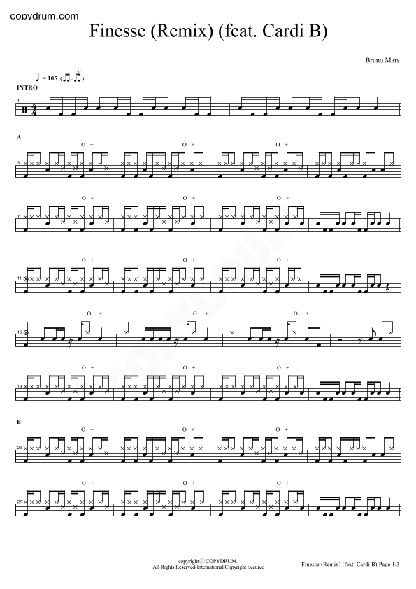 Finesse (remix) (feat Cardi B) (arr. COPYDRUM)