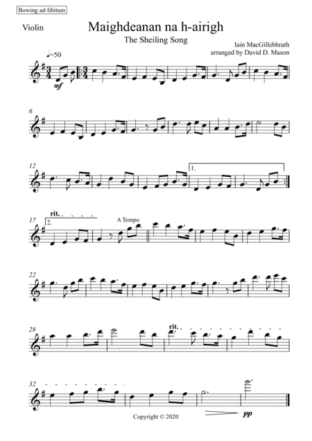 Maighdeanan na h-airigh (The Sheiling Song) (arr. David D. Mason)