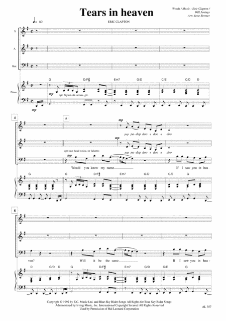 Tears In Heaven (arr. Jetse Bremer)
