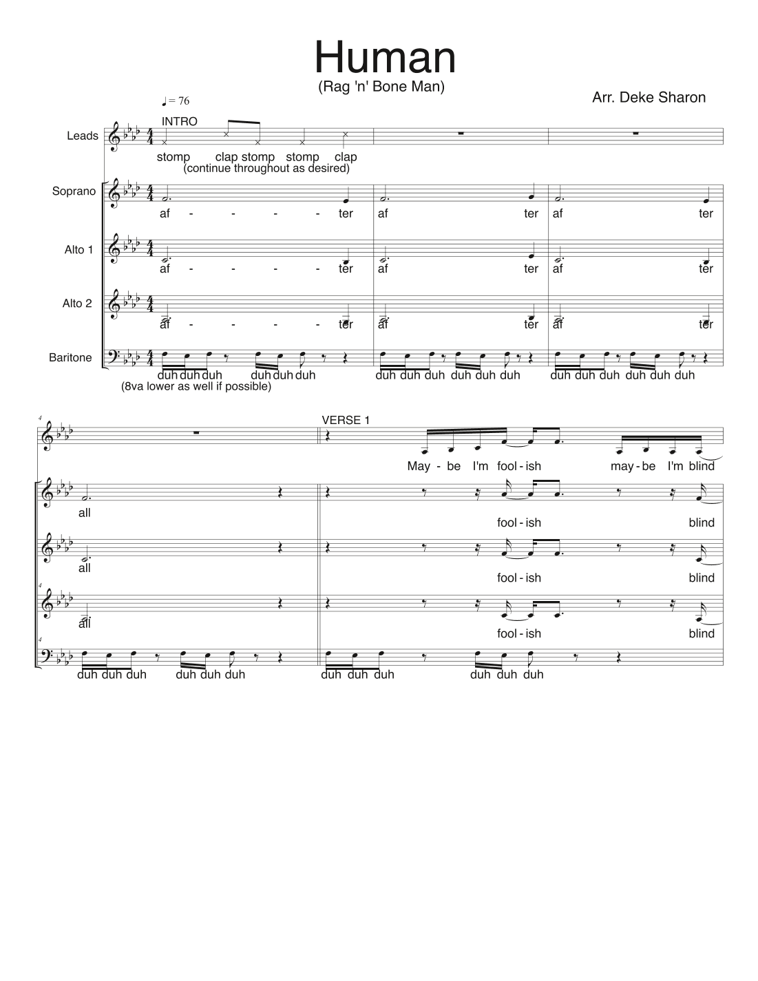 Human (arr. Deke Sharon)
