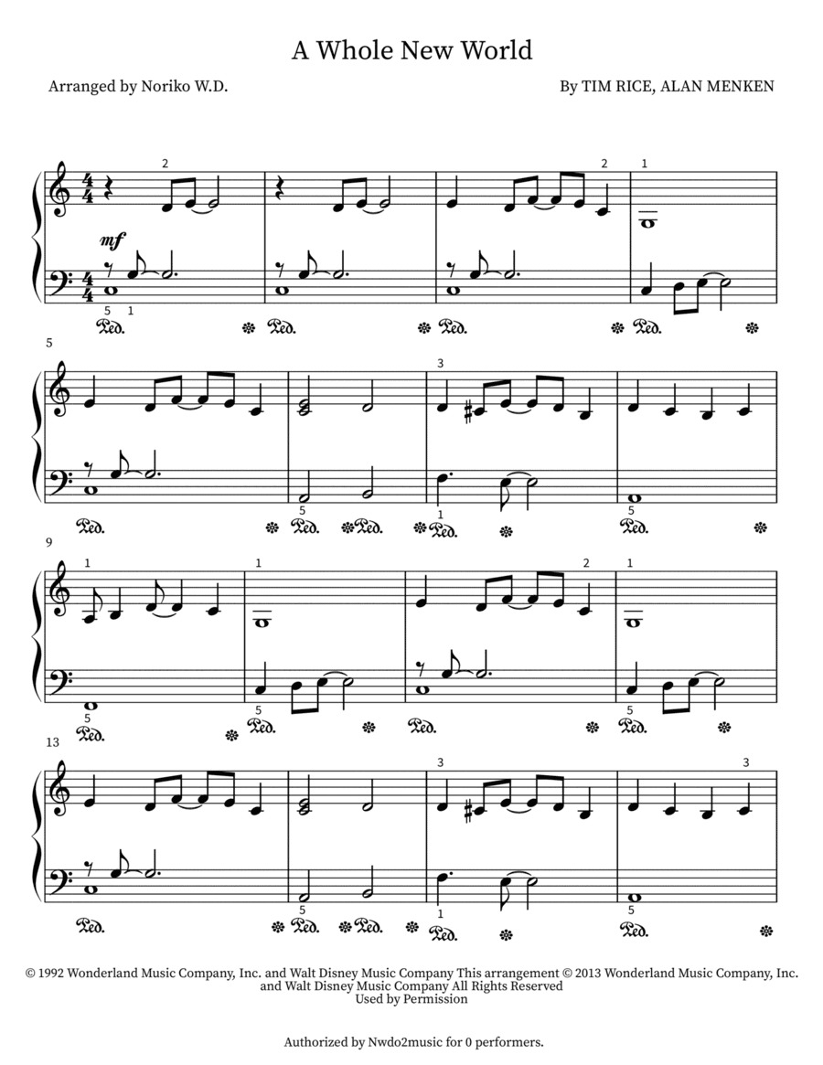 A Whole New World (arr. Noriko W.D.)