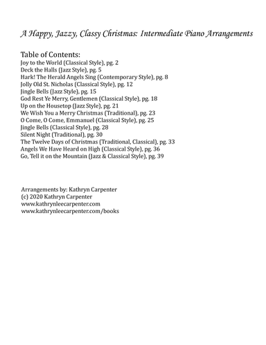 A Happy, Jazzy, Classy Christmas (Intermediate Piano) Book (Collection) (arr. Kathryn Carpenter)