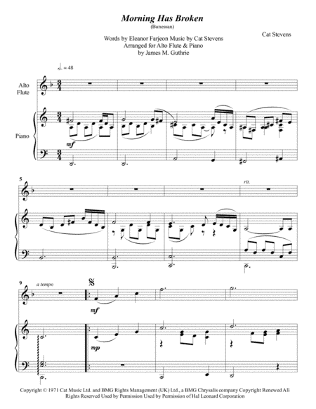 Morning Has Broken (arr. James M. Guthrie, ASCAP)