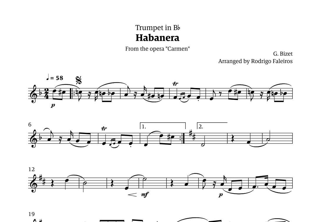 Habanera (for solo trumpet) (arr. Rodrigo Faleiros)