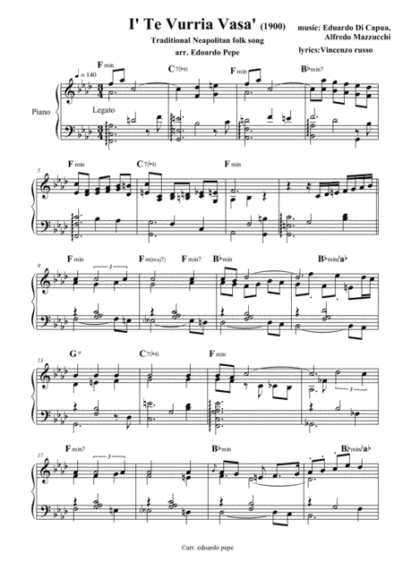 I' Te Vurria Vasa' (arr. Edoardo Pepe)
