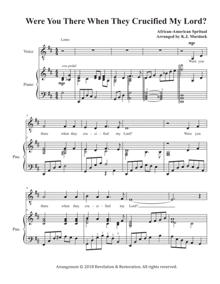 Were You There When They Crucified My Lord (baritone vocal solo with piano) (arr. K.J. Murdock)