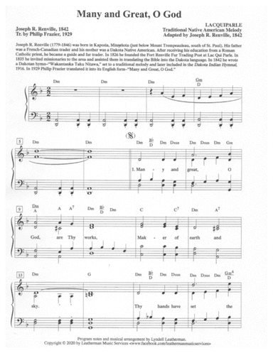 Many and Great, O God (arr. Lyndell Leatherman)
