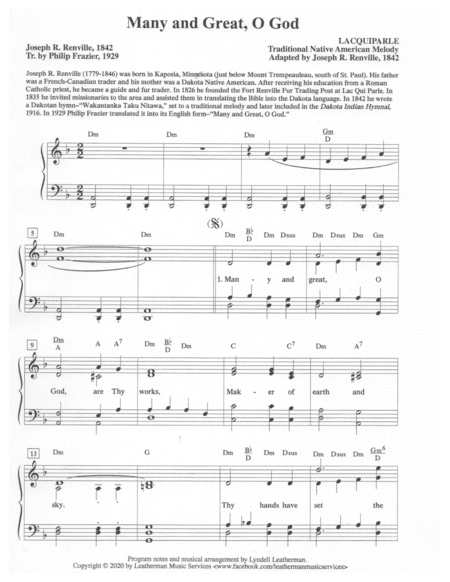 Many and Great, O God (arr. Lyndell Leatherman)