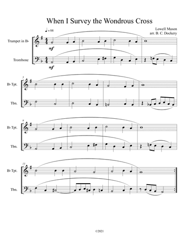 When I Survey the Wondrous Cross (Trumpet and Trombone Duet) (arr. B. C. Dockery)
