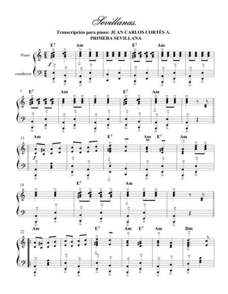 Sevillanas. Folklor Popular de Andalucía. (arr. Juan Carlos Cortés A.)