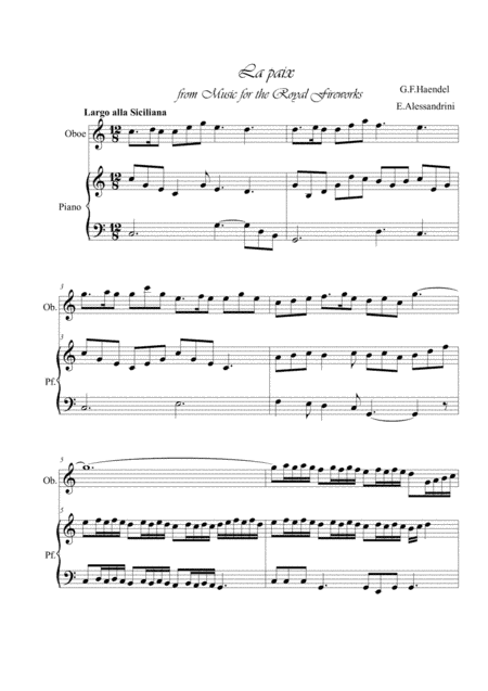La paix. Oboe and piano (arr. Ester Alessandrini)