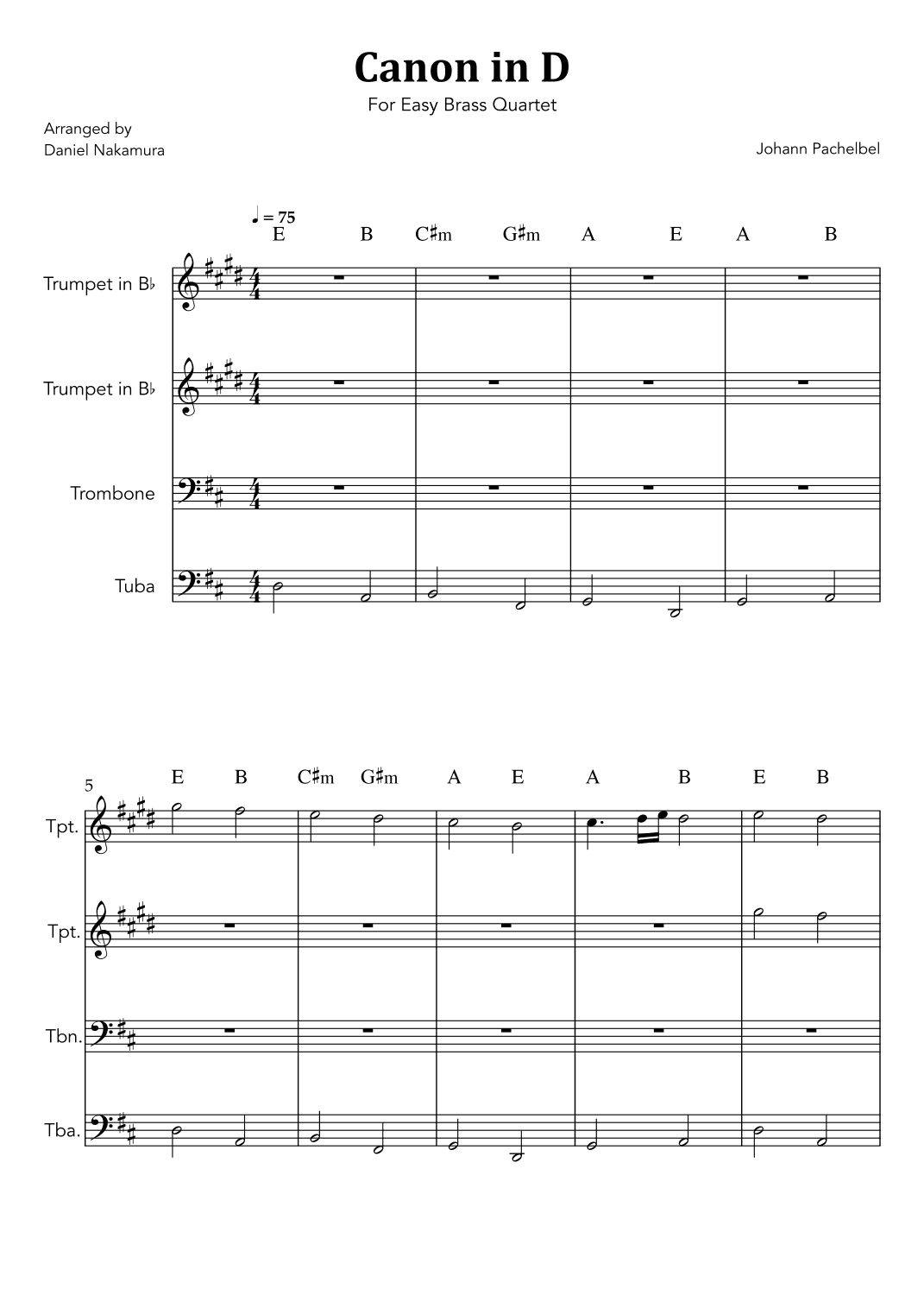 Canon In D (for Brass Quartet) (arr. Daniel Nakamura)