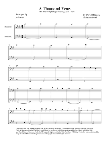 A Thousand Years (arr. Jo Araujo)