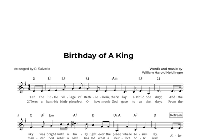 Birthday of A King (Key of G Major) (arr. R. Salvario)