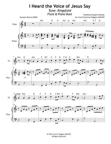 I Heard the Voice of Jesus Say (Flute & Piano) (arr. Carol Troutman Wiggins)