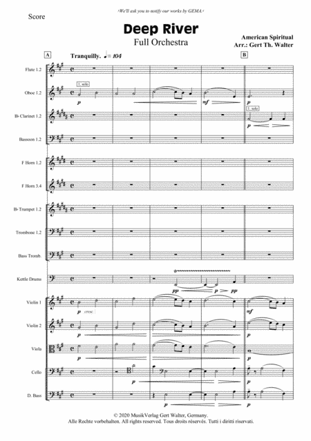 Deep River (arr. Gert Th. Walter)