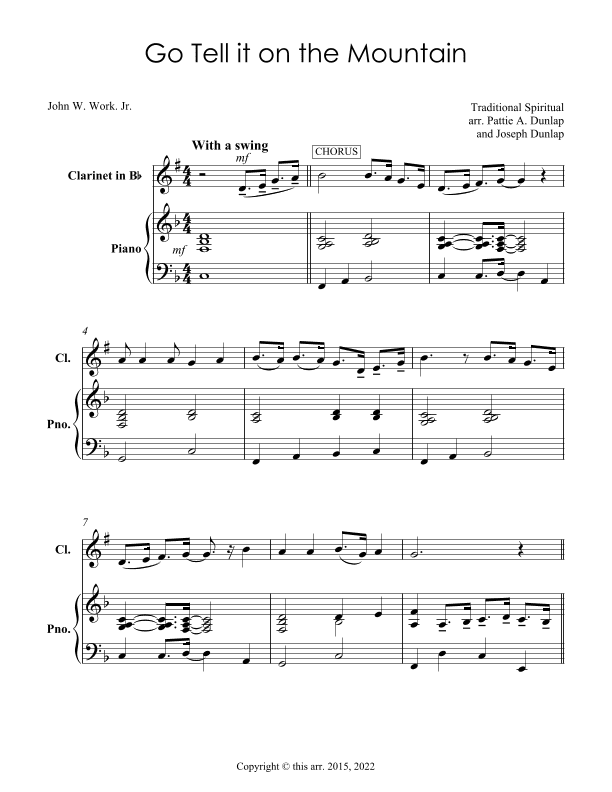 Go Tell it on the Mountain (arr. Pattie A. Dunlap and Joseph Dunlap)