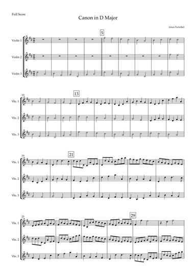 Canon in D Major (Johann Pachelbel) for Violin Trio (arr. Fabio Britto)