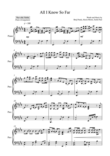 All I Know So Far (arr. Marvella Fidelia)