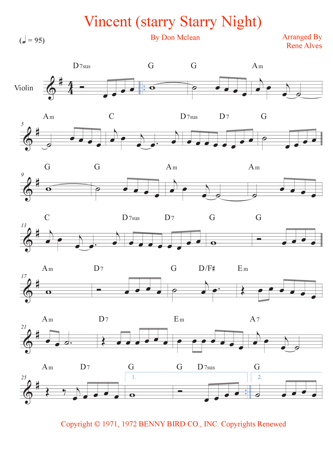 Vincent (starry Starry Night) (arr. Rene Alves)