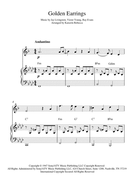 Golden Earrings (arr. Kaiserin Rebecca)