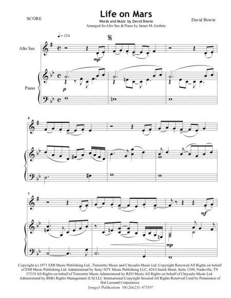 Life On Mars (arr. James M. Guthrie, ASCAP)