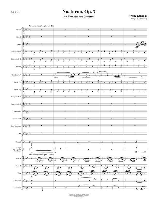 Nocturno, Op. 7 for Horn Solo and Orchestra (arr. Benjamin Coy)