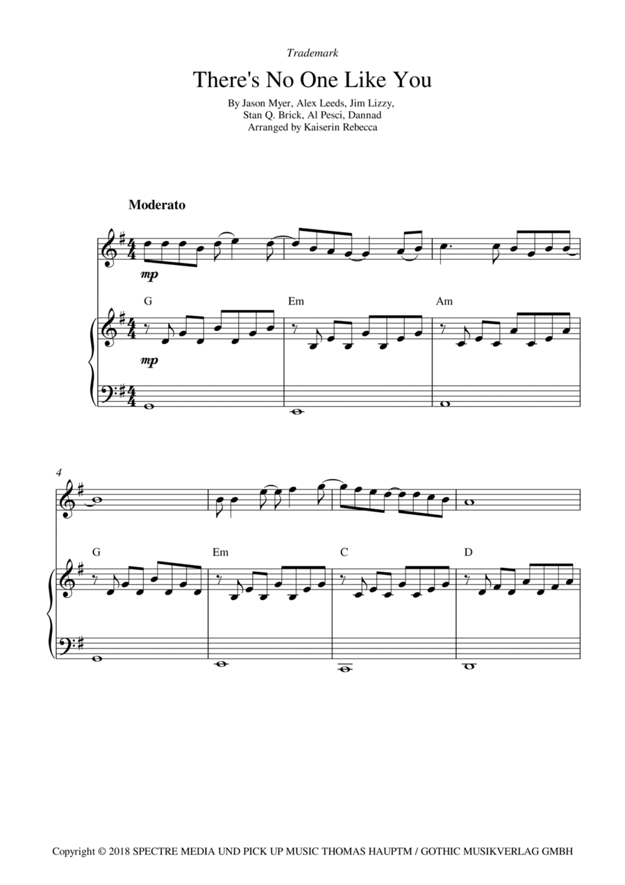 There's No One Like You (arr. Kaiserin Rebecca)