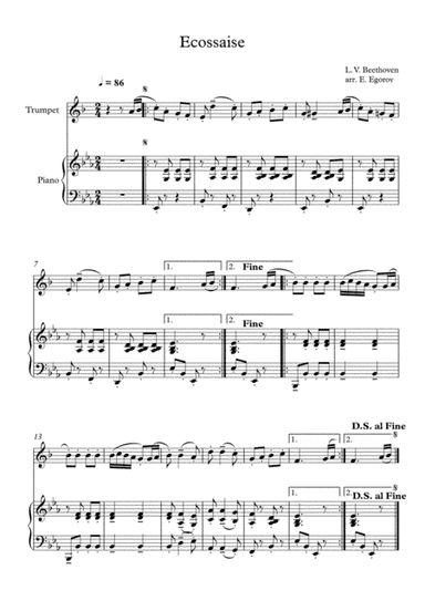 Ecossaise, Ludwig Van Beethoven, For Trumpet & Piano