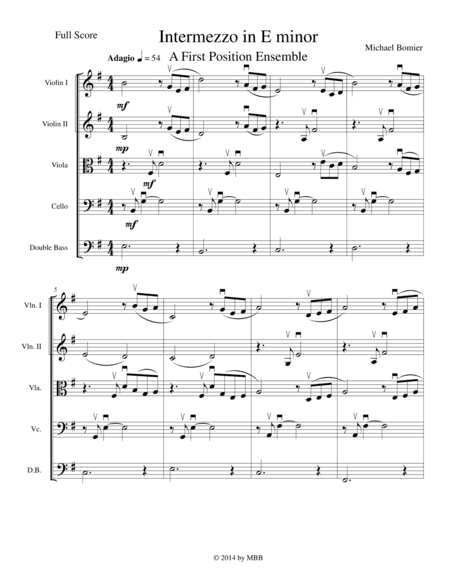 Intermezzo in E minor for String Orchestra, First Position String Orchestra Series