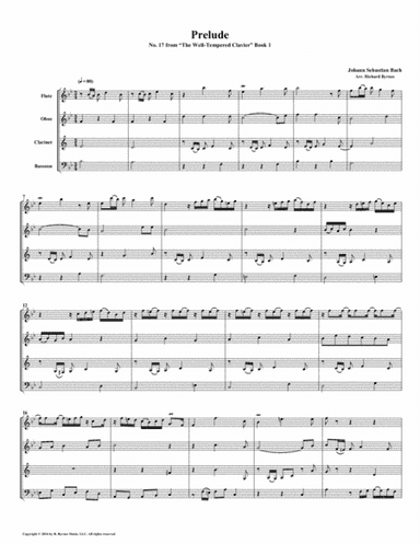 Prelude 17 from  Well-Tempered Clavier, Book 1 (Woodwind Quartet) (arr. Richard Byrnes)