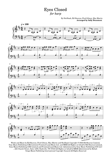 Eyes Closed (arr. Sally Beaumont)