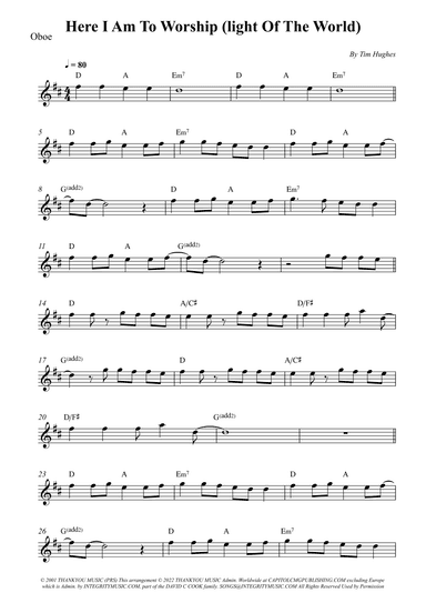 Here I Am To Worship (light Of The World) (arr. Wesley S. SIlva)