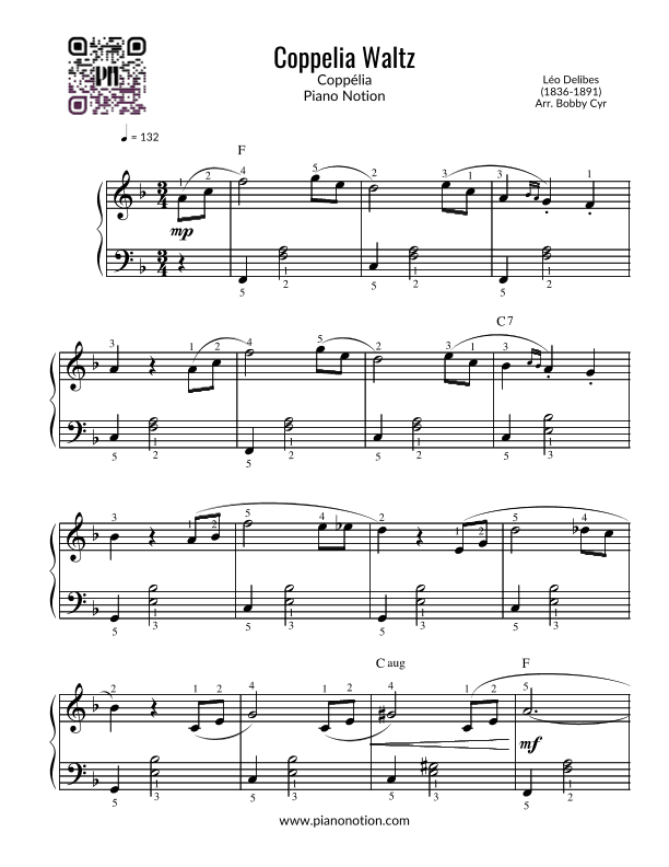 Coppelia Waltz (Easy Piano) (arr. Bobby Cyr)