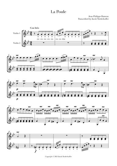 La Poule (arr. Jacob Niederhoffer)