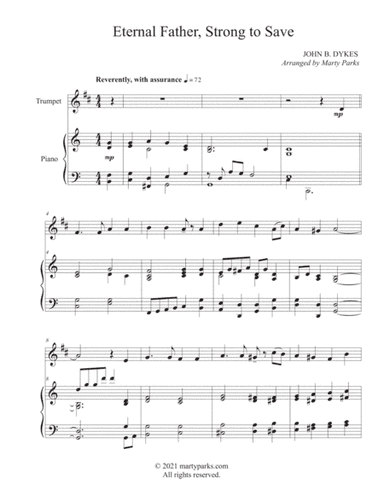 Eternal Father, Strong to Save (Trumpet-Piano) (arr. Marty Parks)