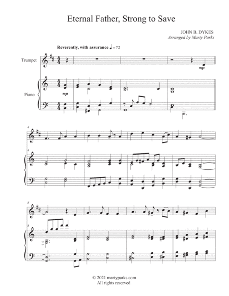 Eternal Father, Strong to Save (Trumpet-Piano) (arr. Marty Parks)