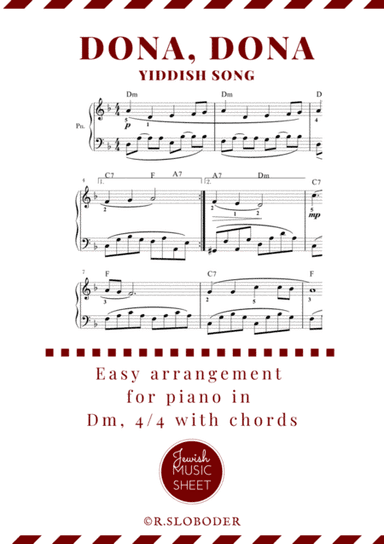 Dona, dona. Easy piano arrangement of yiddish song (arr. R.Sloboder)